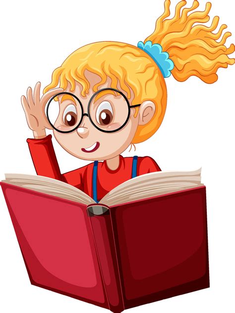 Cartoon student girl reading a book 10958934 Vector Art at Vecteezy