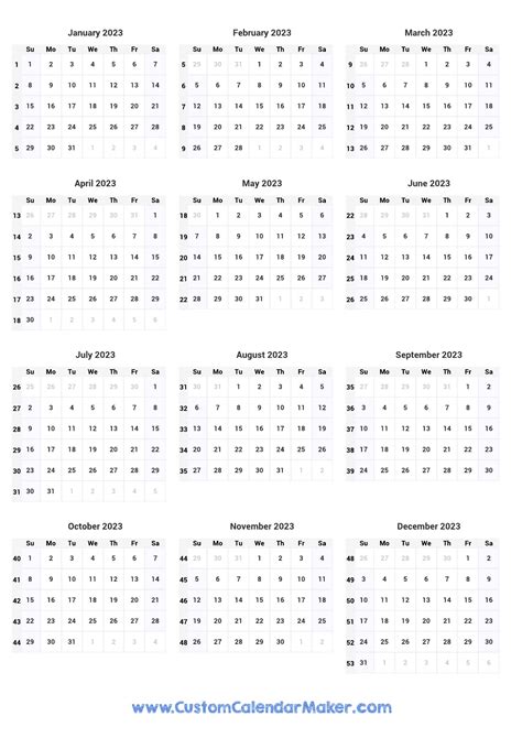 2023 Calendar With Week Numbers Starting Sunday Excel - Printable ...