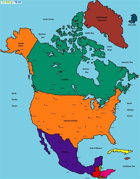 Physical Political Map Of North America - United States Map