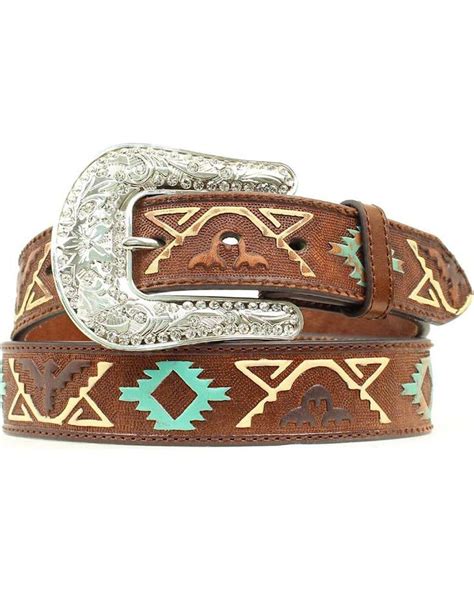 Nocona Women's Thunderbolt Embossed Belt Dk Brown Large