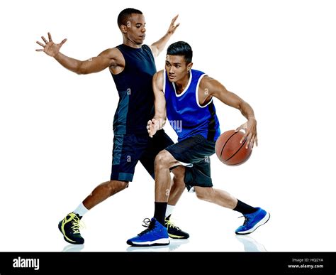 two basketball players men Isolated on white background Stock Photo - Alamy