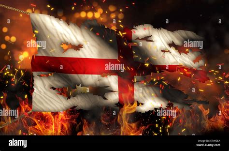 England Burning Fire Flag War Conflict Night 3D Stock Photo - Alamy