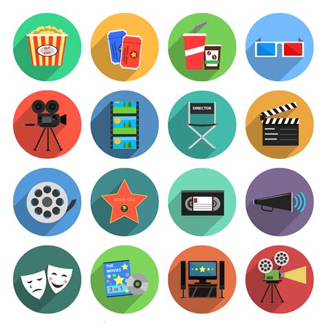 Movie Icons Flat Set 468377 Vector Art at Vecteezy