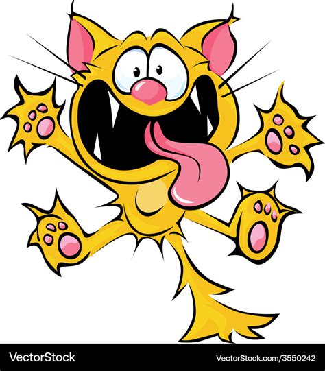 Crazy cat cartoon - spitting and scratching Vector Image