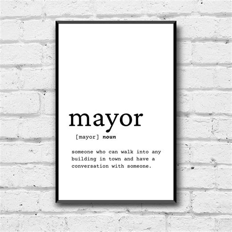 Mayor Definition Wall Art, Mayor Gift Idea, Mayor Digital Print, Gift ...