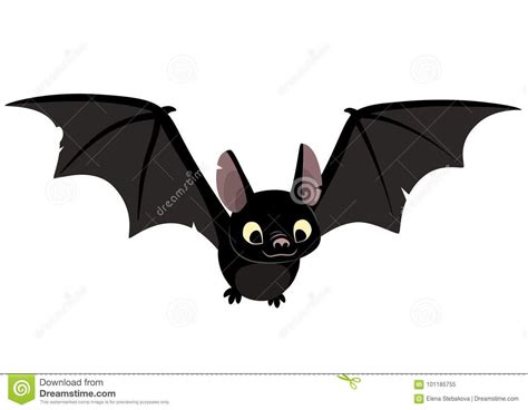 Vector Cartoon Illustration of Cute Friendly Black Bat Character Stock ...