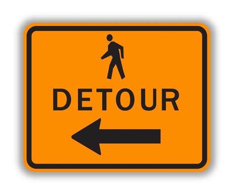 M4-9b DETOUR (Pedestrian Symbol) Sign - Orange Construction Signs | TAPCO