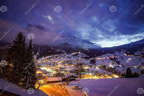 Starry Night in Grindelwald, Switzerland Stock Image - Image of ...