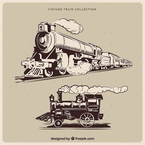 Colección de trenes antiguos | Vector Gratis