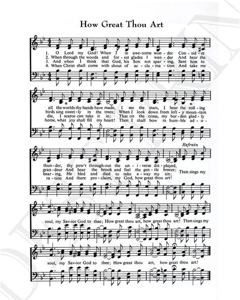 How Great Thou Art Hymn Lyrics Sheet Music Art Hymn Art Hymnal Sheet ...