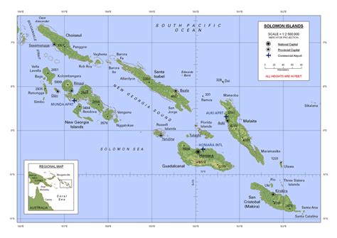 Large detailed map of Solomon Islands with all cities and airports ...