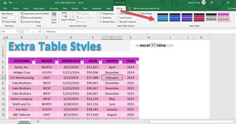 Extra Excel Table Styles | MyExcelOnline