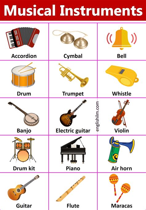 Names of The Musical Instruments with Images | English ilm