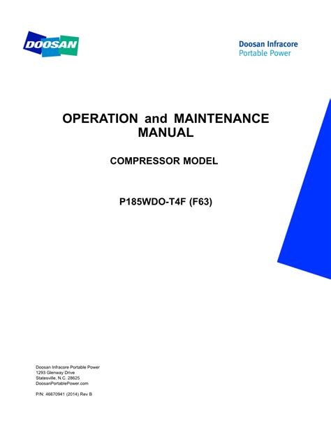 Doosan P185 Air Compressor Operators Manual - DocsLib