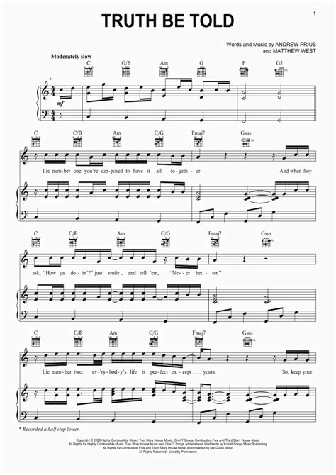 Truth Be Told Piano Sheet Music | OnlinePianist