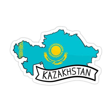 "Kazakhstan Flag Map Sticker" Sticker for Sale by Drawingvild ...