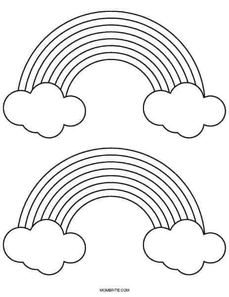 Rainbow With Clouds Coloring Coloring Pages