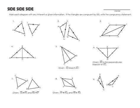 Sss And Sas Congruence Worksheet