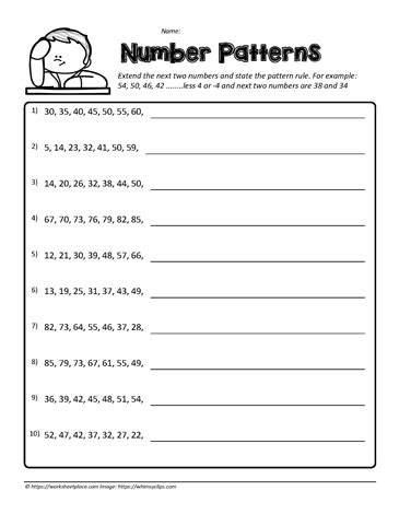 Number Patterns Worksheets