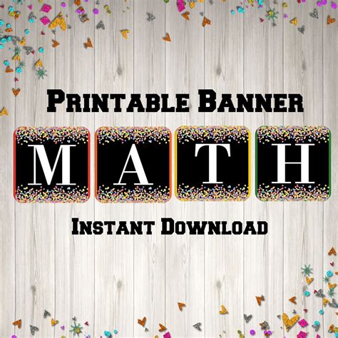 Printable Math Banner Instant Digital Download, Classroom Banner ...