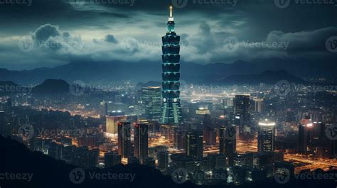 Night view of Taipei 101. Generative AI 32977382 Stock Photo at Vecteezy