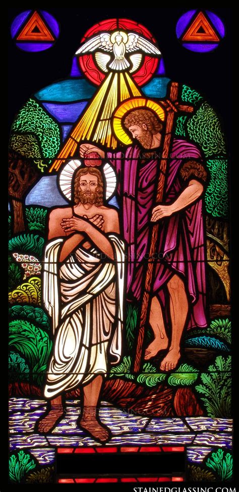 "Bright Baptism of Jesus" Religious Stained Glass Window