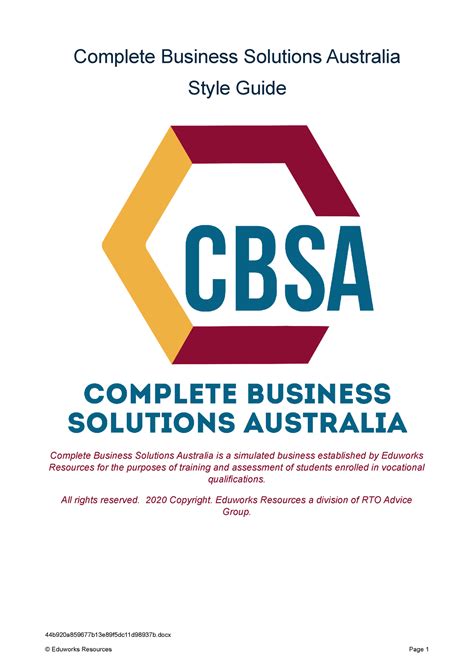 Part 2 B CBSA Style Guide - Complete Business Solutions Australia Style ...