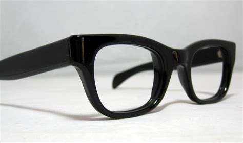 Vintage Eyeglasses. Mens Solid Black Horn Rim Frames. | Black rimmed ...