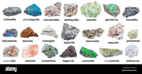 geological collection of various mineral stones with descriptions ...