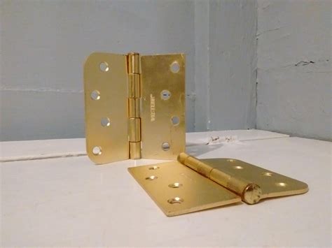 Door Hinges 4 Inch Heavy Metal Rounded and Square Edge Combo Brass ...