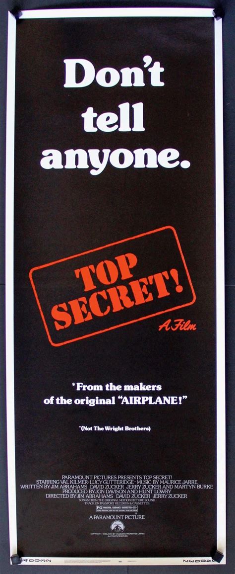 Top Secret (1984) Original Insert Movie Poster - 14" x 36" - Original ...