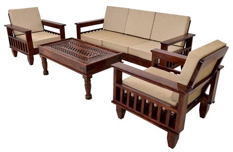 MH DECOART Sheesham Wood 5- to 6-Person Sofa Set 3+1+1 For Living Room ...