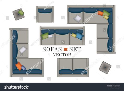 Top View Sofa Plan / Vector furniture icons top view with bed, sofa ...