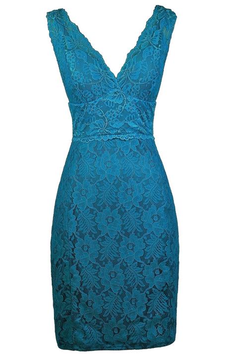 Teal Blue Lace Dress, Teal Lace Bodycon Dress, Teal Lace Party Dress ...