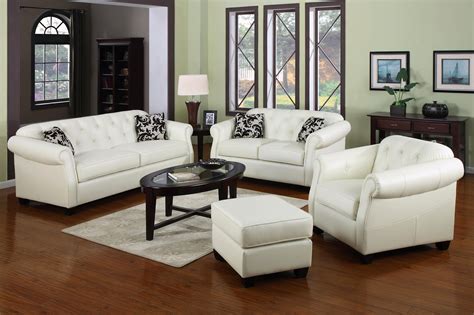 Sensational Collections Of White Leather Living Room Furniture Photos ...