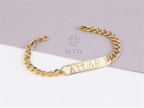 14K Gold Name Bracelet, Nameplate Cuban Link Bracelet, Gold Custom ...