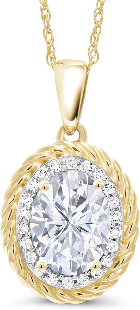 Amazon.com: 14K Yellow Gold Created Moissanite by Charles & Colvard and ...