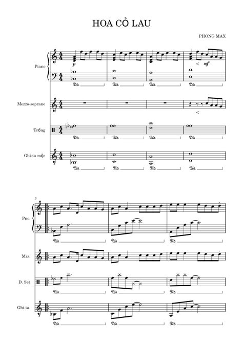 Hoa cỏ lau – Phong max HOA CO LAU Sheet music for Piano, Guitar, Drum ...