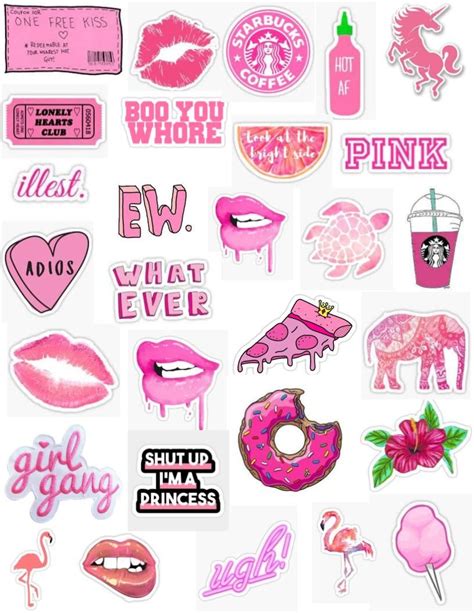 bright neon hot pink sticker pack tumblr sticker pack png cute ...