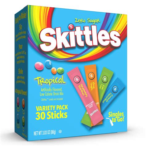 Buy Skittles Singles To Go Tropical Flavors Variety Pack, Powdered ...