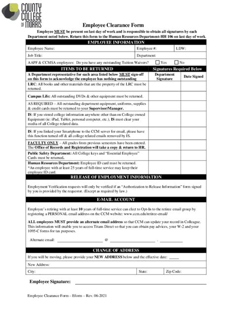 2021-2024 CCM Employee Clearance Form Fill Online, Printable, Fillable ...