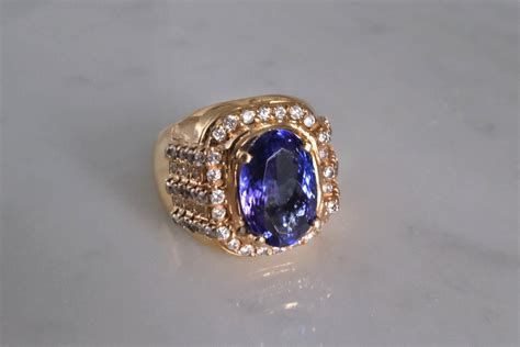 6ct Tanzanite Ring Mens 10k Vintage | Gem Gardener