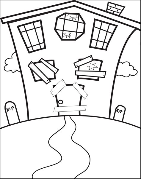 FREE Printable Haunted House Coloring Page for Kids Creepy Halloween ...