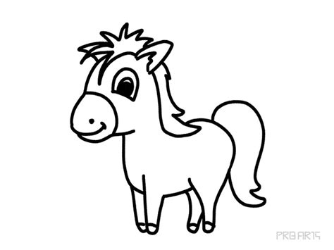 Pony Drawing - Cartoon-Style Outline Drawing tutorial for kids - PRB ARTS