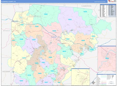 Clearfield County, PA Wall Map Color Cast Style by MarketMAPS - MapSales