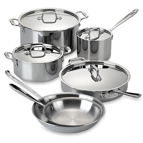 All-Clad D3 Stainless Steel 10-Piece Cookware Set | Bed Bath & Beyond ...