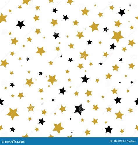 Seamless Pattern with Gold and Black Stars Stock Vector - Illustration ...