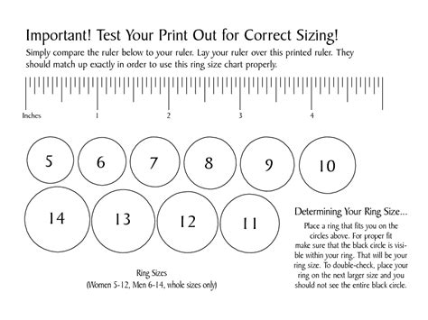 Printable Ring Size Chart Men's