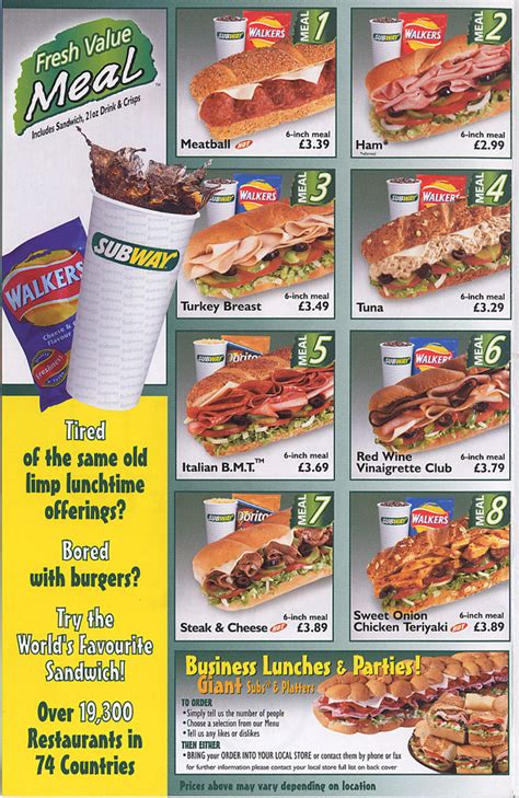 Subway Sandwich Bar restaurant on Narborough Rd, Leicester - Everymenu