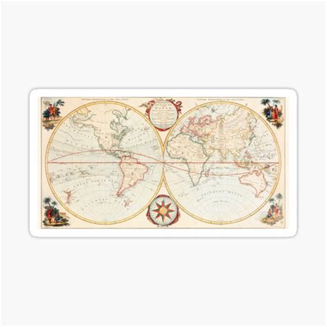 "Antique world map (18th century)" Sticker for Sale by Giuliagioia ...